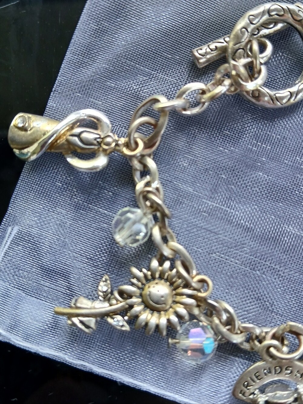 Angels Friendship Charm Bracelet Silvertone Faith Religious Heart Jewelry - Picture 5 of 10